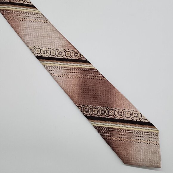 Lilly Dache Necktie Stripe Geometric Brown 3" W 54.5" L VTG Retro - Picture 3 of 6